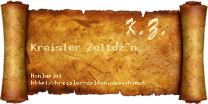 Kreisler Zoltán névjegykártya